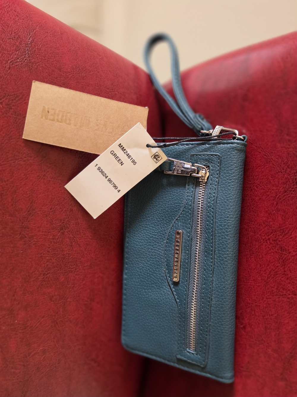 Steve Madden Teal Pebbled Leather Wristlet Clutch